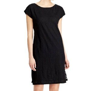 Ralph Lauren Black Embroidered Crochet Shift Dress